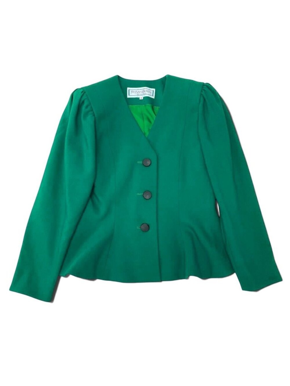 Saint Laurent Collarless Jacket Green